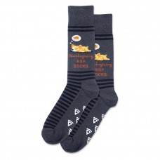 Hotsox Men's Pie Nap Dog Non Skid Socks 1 Pair, Charcoal Heather, Men's 8.5-12 Shoe
