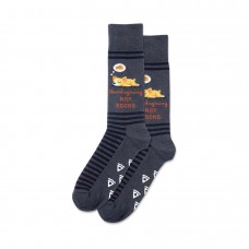 Hotsox Men's Pie Nap Dog Non Skid Socks 1 Pair, Charcoal Heather, Men's 8.5-12 Shoe