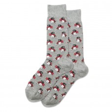 Hotsox Men's Holiday Dog Socks 1 Pair, Grey Heather, Men's 8.5-12 Shoe