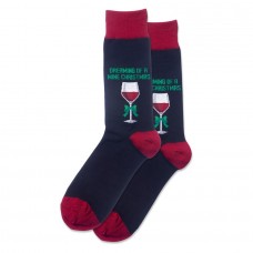 Hotsox Men's Dreaming Of A Wine Xmas Socks 1 Pair, Black, Men's 8.5-12 Shoe