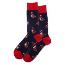 Hotsox Men's Candy Cane Sloth Socks 1 Pair, Black, Men's 8.5-12 Shoe