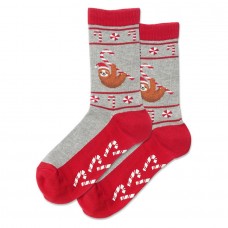 Hotsox Women's Christmas Sloth Non Skid Socks 1 Pair, Grey Heather, Women's 4-10 Shoe