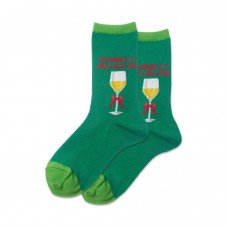 Hotsox Women's Dreaming Of A Wine Xmas Socks 1 Pair, Green, Women's 4-10 Shoe