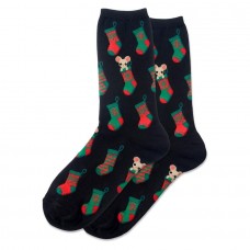 Hotsox Women's Christmas Stocking Mouse Socks 1 Pair, Black, Women's 4-10 Shoe
