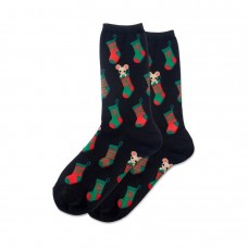 Hotsox Women's Christmas Stocking Mouse Socks 1 Pair, Black, Women's 4-10 Shoe