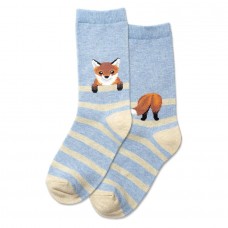 Hotsox Kid's Fox Stripe Socks 1 Pair, Blue Heather, Small/Medium