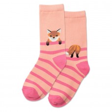 Hotsox Kid's Fox Stripe Socks 1 Pair, Blush, Large/X-Large