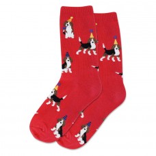 Hotsox Kid's Party Beagle Socks 1 Pair, Red, Small/Medium