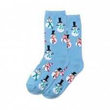 Hotsox Kid's Snowmen Socks 1 Pair, Light Blue, Small/Medium