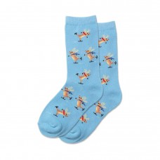 Hotsox Kid's Skating Reindeer Socks 1 Pair, Light Blue, Medium/Large