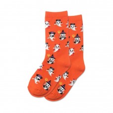 Hotsox Kid's Costume Ghosts Socks 1 Pair, Orange, Large/X-Large