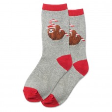 Hotsox Kid's Candy Cane Sloth Socks 1 Pair, Grey Heather, Small/Medium