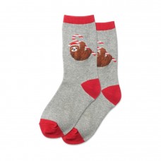 Hotsox Kid's Candy Cane Sloth Socks 1 Pair, Grey Heather, Small/Medium