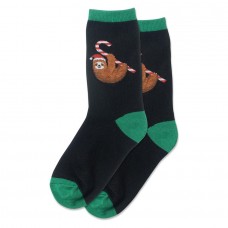 Hotsox Kid's Candy Cane Sloth Socks 1 Pair, Black, Small/Medium