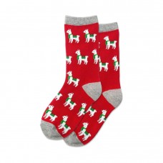 Hotsox Kid's Holiday Llama Socks 1 Pair, Red, Medium/Large