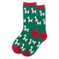 Hotsox Kid's Holiday Llama Socks 1 Pair, Green, Large/X-Large