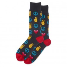 Hotsox Men's Peace And Love Socks 1 Pair, Black, Men's 8.5-12 Shoe