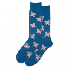 Hotsox Men's Flying Pig Socks 1 Pair, Teal, Men's 8.5-12 Shoe