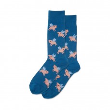 Hotsox Men's Flying Pig Socks 1 Pair, Teal, Men's 8.5-12 Shoe