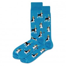 Hotsox Men's Party Beagle Socks 1 Pair, Turquoise, Men's 8.5-12 Shoe