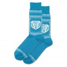 Hotsox Men's Have A Nice Day Socks 1 Pair, Turquoise, Men's 8.5-12 Shoe