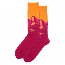 Hotsox Men's Mona Lisa Pop Socks 1 Pair, Bright Orange, Men's 8.5-12 Shoe