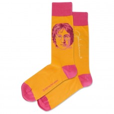 Hotsox Men's John Lennon Portrait Socks 1 Pair, Bright Orange, Men's 8.5-12 Shoe