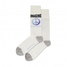 Hotsox Men's John Lennon Imagine Socks 1 Pair, Natural, Men's 8.5-12 Shoe