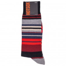 Hot Sox Men's Mixed Stripe Crew Socks 1 Pair, Black, Men's Shoe 10-13