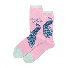 Hotsox Women's Peacock Crew Socks 1 Pair, Pink , Women's 9-11