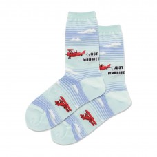 Hotsox Women's Just Married Plane Crew Socks 1 Pair, Light Blue, Women's 9-11