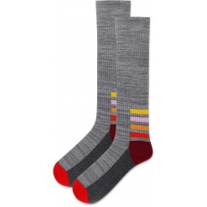 HotSox Women's Random Feed Ankle Stripe Compression Knee High Socks 1 Pair, Grey Heather, Women's 9-11 Shoe
