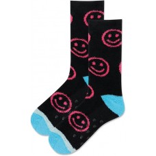 HotSox Women's Smiley Slipper Sock Non Skid Socks 1 Pair, Black, Women's 9-11 Shoe