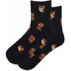 HotSox Women's Owl Quarter Socks 1 Pair, Black, Women's 9-11 Shoe