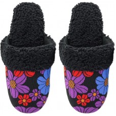 HotSox Women's Retro Floral Slipper Socks 1 Pair, Black, Small/Medium