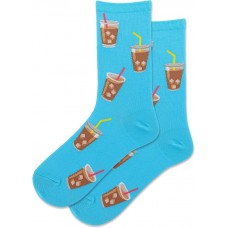 Hot Sox Women's Iced Coffee Crew Socks 1 Pair, Light Turquoise, Women's 9-11 Shoe
