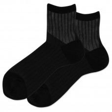 Hot Sox Women's Cotton Sheet Ribbed Anklet Crew Socks 1 Pair, Grey, Women's 4-10 Shoe