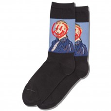 Hot Sox Women's Van Gogh Smiley Crew Socks 1 Pair, Black, Women's 4-10 Shoe