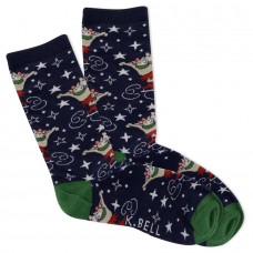 K.Bell Women's Skating Love Cats Crew Socks 1 Pair, Navy, Women's 4-10 Shoe