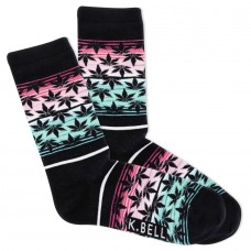K.Bell Women's Surape Flower Crew Socks 1 Pair, Black, Women's 4-10 Shoe