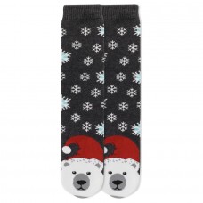 K.Bell Women's Polar Bear Tube Slipper Socks 1 Pair, Charcoal Heather, Women's 4-10 Shoe