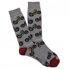 K. Bell Men's Moto Crew Socks 1 Pair, Charcoal Heather, Men's 8.5-12 Shoe