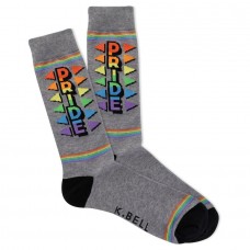 K. Bell Men's Pride Stack Crew Socks 1 Pair, Charcoal Heather, Men's 8.5-12 Shoe