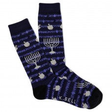 K. Bell Men's Festival of Lights Crew Socks 1 Pair, Navy, Men's 8.5-12 Shoe