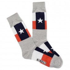 K. Bell Men's Texas Flag Crew Socks 1 Pair, Grey Heather, Men's 8.5-12 Shoe