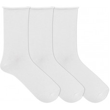 K. Bell Women's Relaxed Roll Top, White, Women's Shoe 9-11, 3 Pair