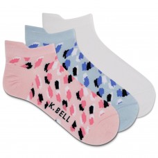 K. Bell Women's Abstract Animal Low Cut Socks 3 Pair, Pink/Mullberry, Women's 9-11