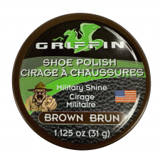 Griffin Leather Shoe Polish Military Shine Brown 1.125oz Made in the USA Shoe Shine, Polish, Restore