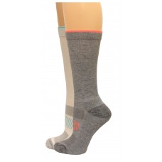 Carolina Ultimate Ladies Crew Work Socks 2 Pair, White/Teal/Grey/Coral, Women's 6-9