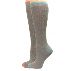 Carolina Ultimate Ladies Crew Work Socks 2 Pair, Teal/Coral, Women's 6-9